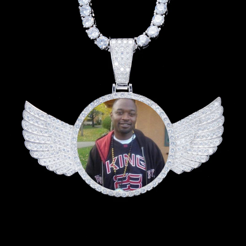 925S & VVS Moissanite 3D Wing Custom Picture Pendant