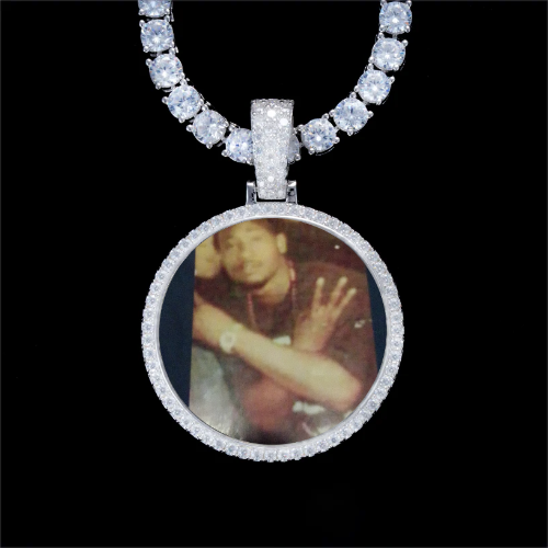 925S & VVS Moissanite 3D Circle Custom Picture Pendant