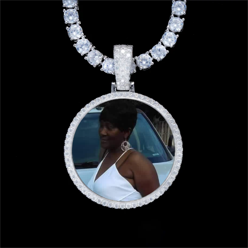 925S & VVS Moissanite 3D Circle Custom Picture Pendant