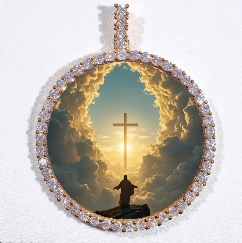 LARGE 3D CIRCLE CUSTOM PICTURE PENDANT