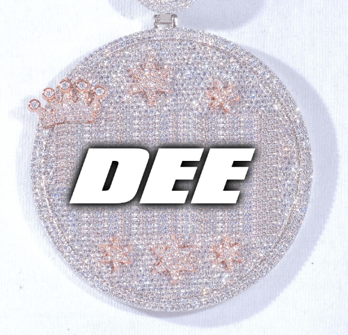 CUSTOM LETTER NECKLACE 3D BIG CROWN DISC