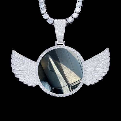 925S & VVS Moissanite 3D Wing Custom Picture Pendant