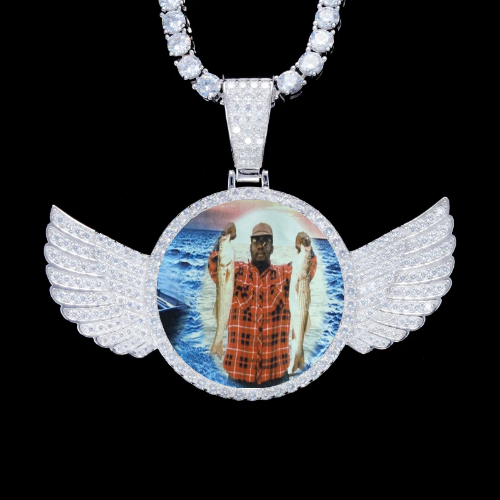 925S & VVS Moissanite 3D Wing Custom Picture Pendant