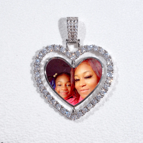 3D Spinning 2-Faced Heart Custom Picture Pendant