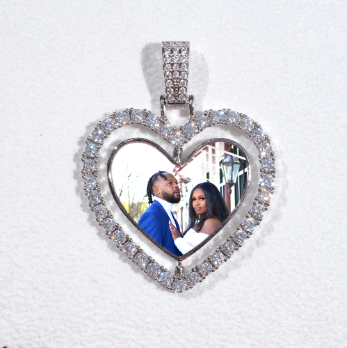 3D Spinning 2-Faced Heart Custom Picture Pendant