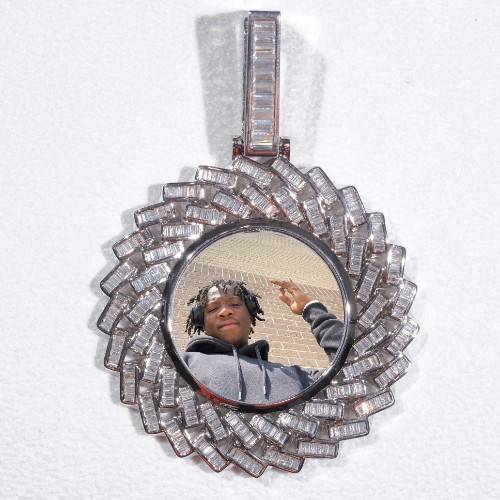 Large 3D Baguette Custom Picture Pendant