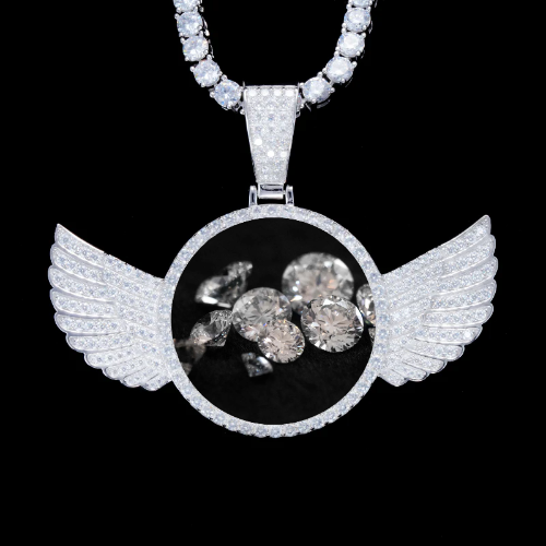 925S & VVS Moissanite 3D Wing Custom Picture Pendant