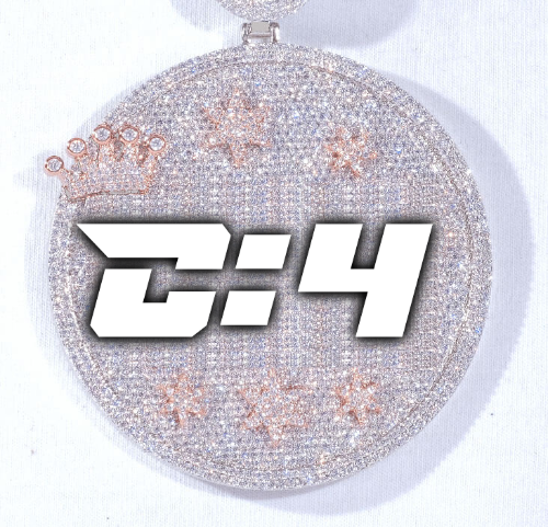 CUSTOM LETTER NECKLACE 3D BIG CROWN DISC