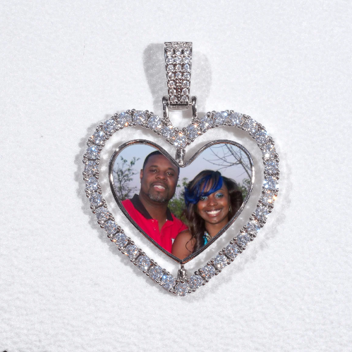 3D Spinning 2-Faced Heart Custom Picture Pendant