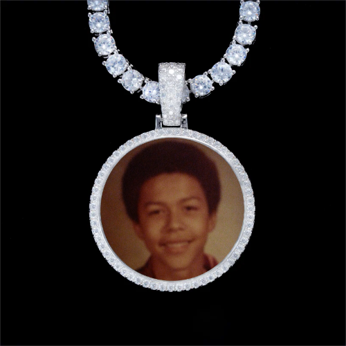 925S & VVS Moissanite 3D Circle Custom Picture Pendant