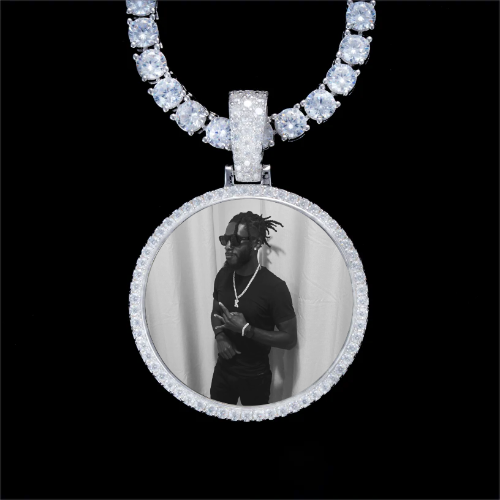 925S & VVS Moissanite 3D Circle Custom Picture Pendant