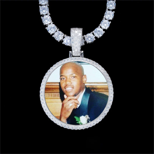 925S & VVS Moissanite 3D Circle Custom Picture Pendant