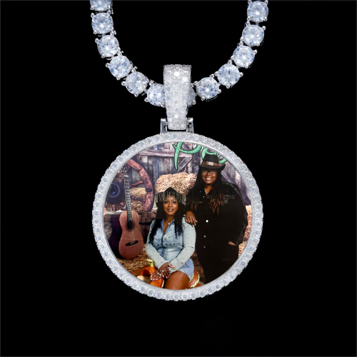 925S & VVS Moissanite 3D Circle Custom Picture Pendant