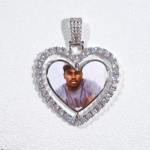 3D Spinning 2-Faced Heart Custom Picture Pendant