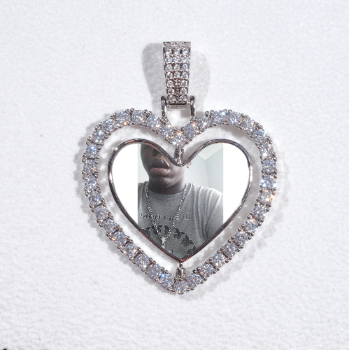 3D Spinning 2-Faced Heart Custom Picture Pendant