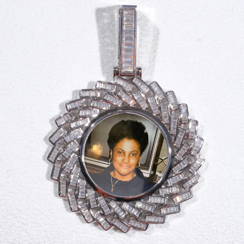 Large 3D Baguette Custom Picture Pendant
