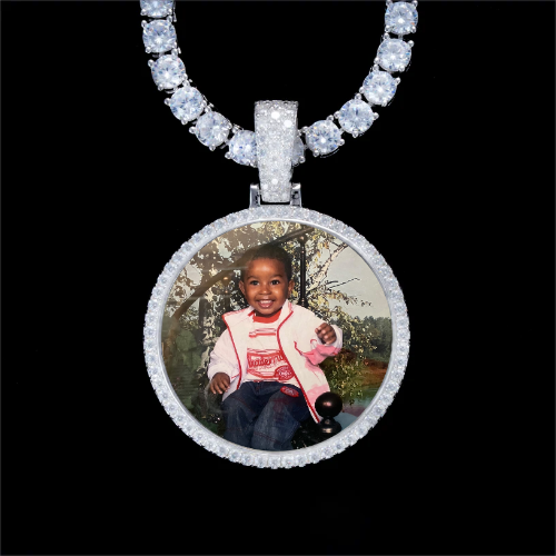 925S & VVS Moissanite 3D Circle Custom Picture Pendant