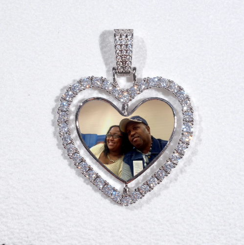 3D Spinning 2-Faced Heart Custom Picture Pendant