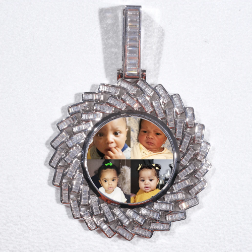 Large 3D Baguette Custom Picture Pendant