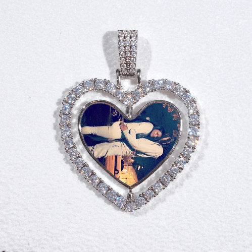 3D Spinning 2-Faced Heart Custom Picture Pendant