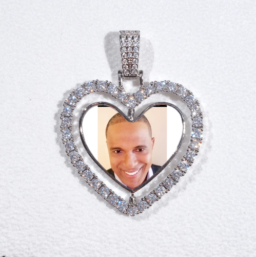 3D Spinning 2-Faced Heart Custom Picture Pendant