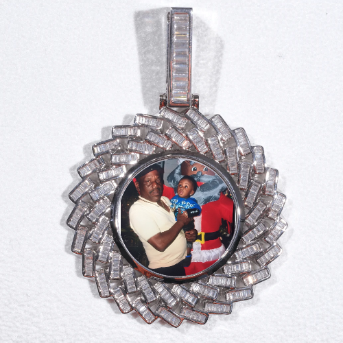 Large 3D Baguette Custom Picture Pendant