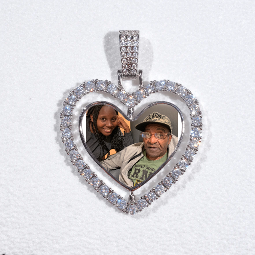 3D Spinning 2-Faced Heart Custom Picture Pendant