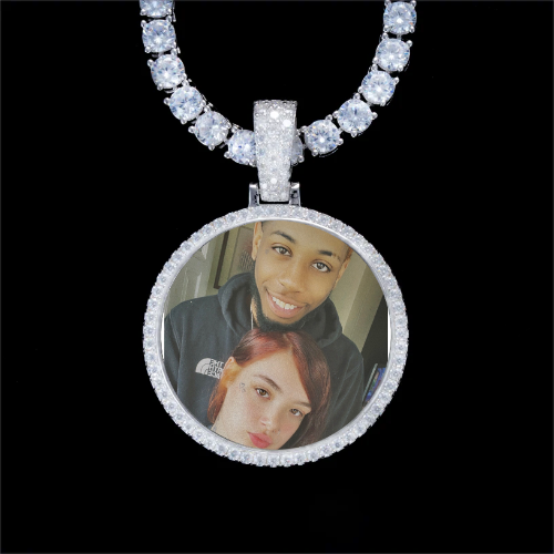 925S & VVS Moissanite 3D Circle Custom Picture Pendant