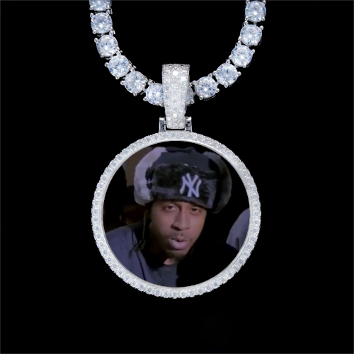 925S & VVS Moissanite 3D Circle Custom Picture Pendant
