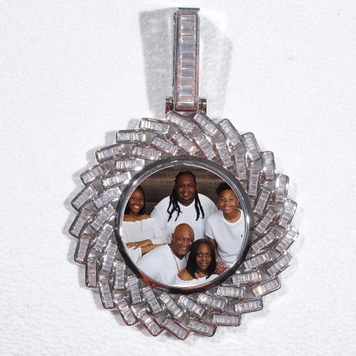 Large 3D Baguette Custom Picture Pendant