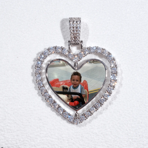 3D Spinning 2-Faced Heart Custom Picture Pendant