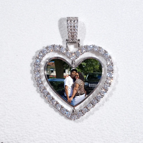 3D Spinning 2-Faced Heart Custom Picture Pendant