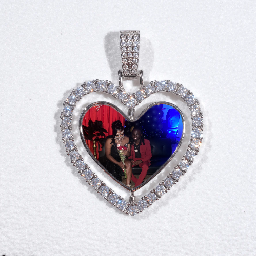 3D Spinning 2-Faced Heart Custom Picture Pendant