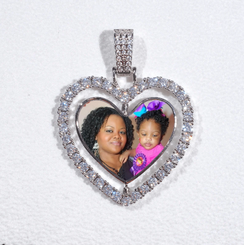 3D Spinning 2-Faced Heart Custom Picture Pendant