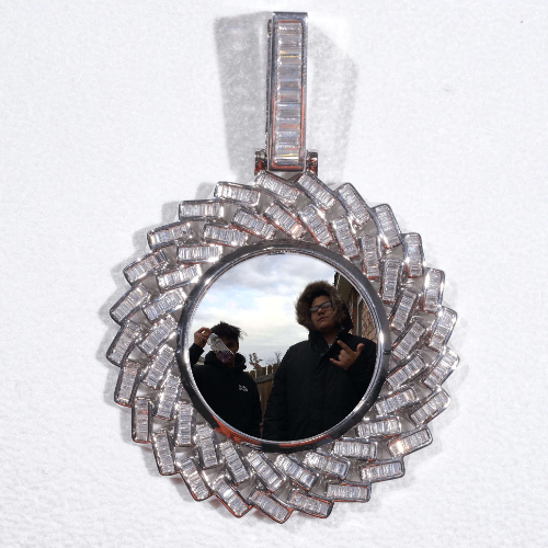 Large 3D Baguette Custom Picture Pendant