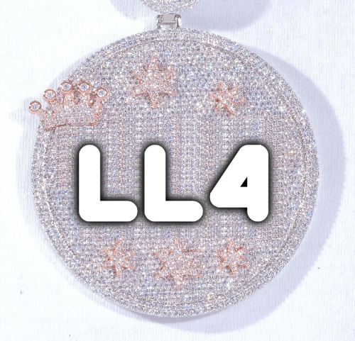 CUSTOM LETTER NECKLACE 3D BIG CROWN DISC