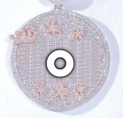CUSTOM LETTER NECKLACE 3D BIG CROWN DISC