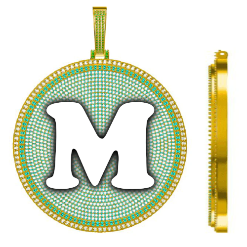 CUSTOM LETTER NECKLACE 3D BIG DISC