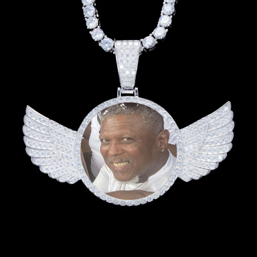 925S & VVS Moissanite 3D Wing Custom Picture Pendant