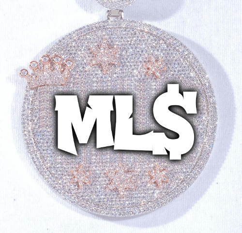 CUSTOM LETTER NECKLACE 3D BIG CROWN DISC