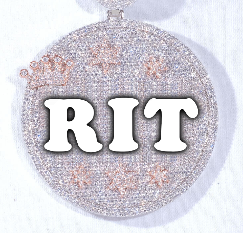 CUSTOM LETTER NECKLACE 3D BIG CROWN DISC