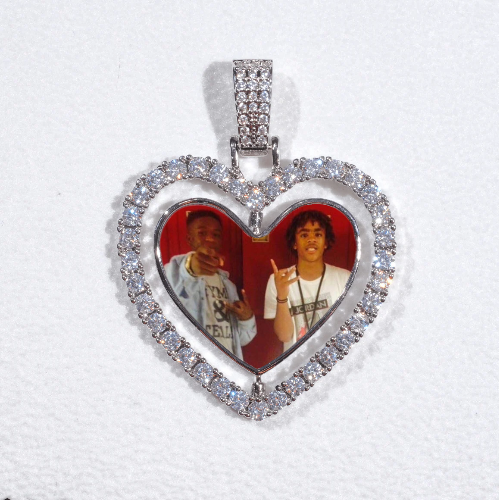 3D Spinning 2-Faced Heart Custom Picture Pendant