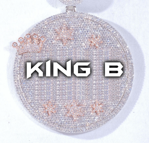 CUSTOM LETTER NECKLACE 3D BIG CROWN DISC