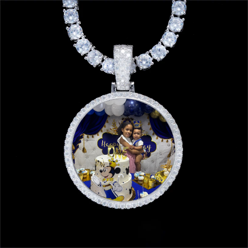 925S & VVS Moissanite 3D Circle Custom Picture Pendant