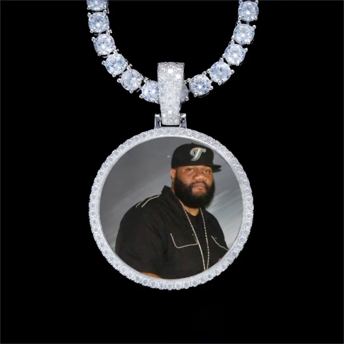 925S & VVS Moissanite 3D Circle Custom Picture Pendant