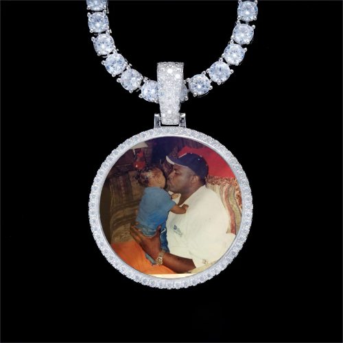 925S & VVS Moissanite 3D Circle Custom Picture Pendant