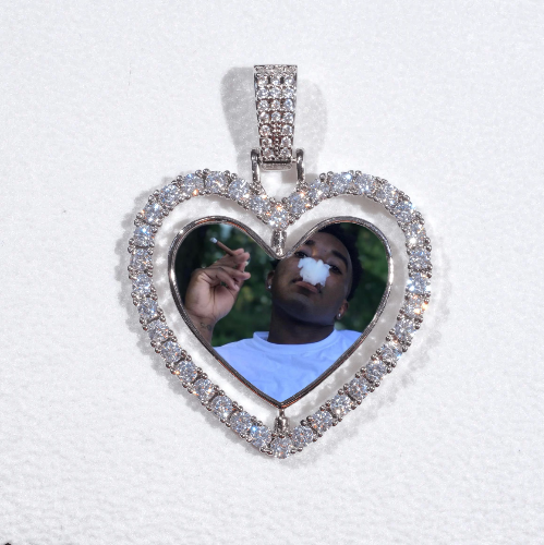 3D Spinning 2-Faced Heart Custom Picture Pendant