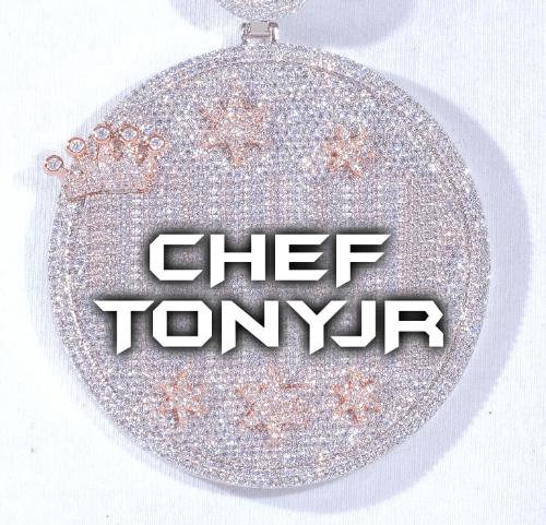 CUSTOM LETTER NECKLACE 3D BIG CROWN DISC