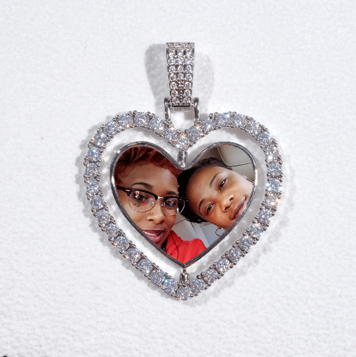3D Spinning 2-Faced Heart Custom Picture Pendant