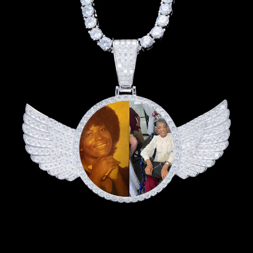 925S & VVS Moissanite 3D Wing Custom Picture Pendant